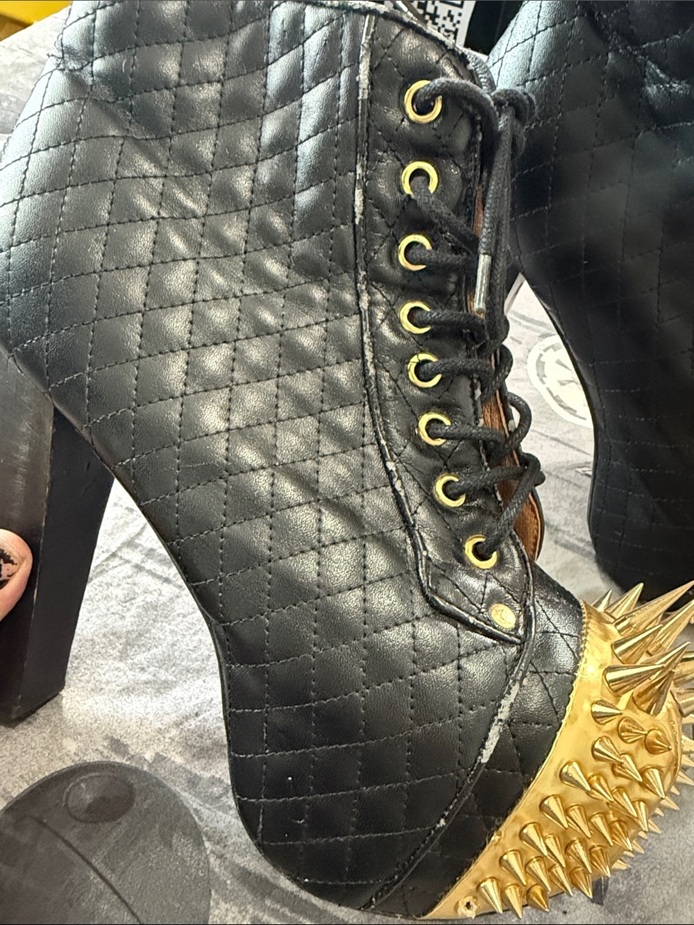 JEFFEREY CAMPBELL CROWN SPIKED LITAS VEGAN LEATHER SZ 8 - Picture 4 of 11